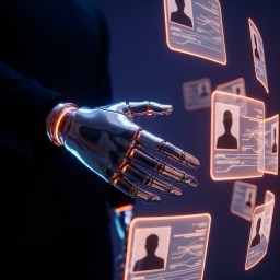 AI toborzási agent holografikus profilkártyákkal